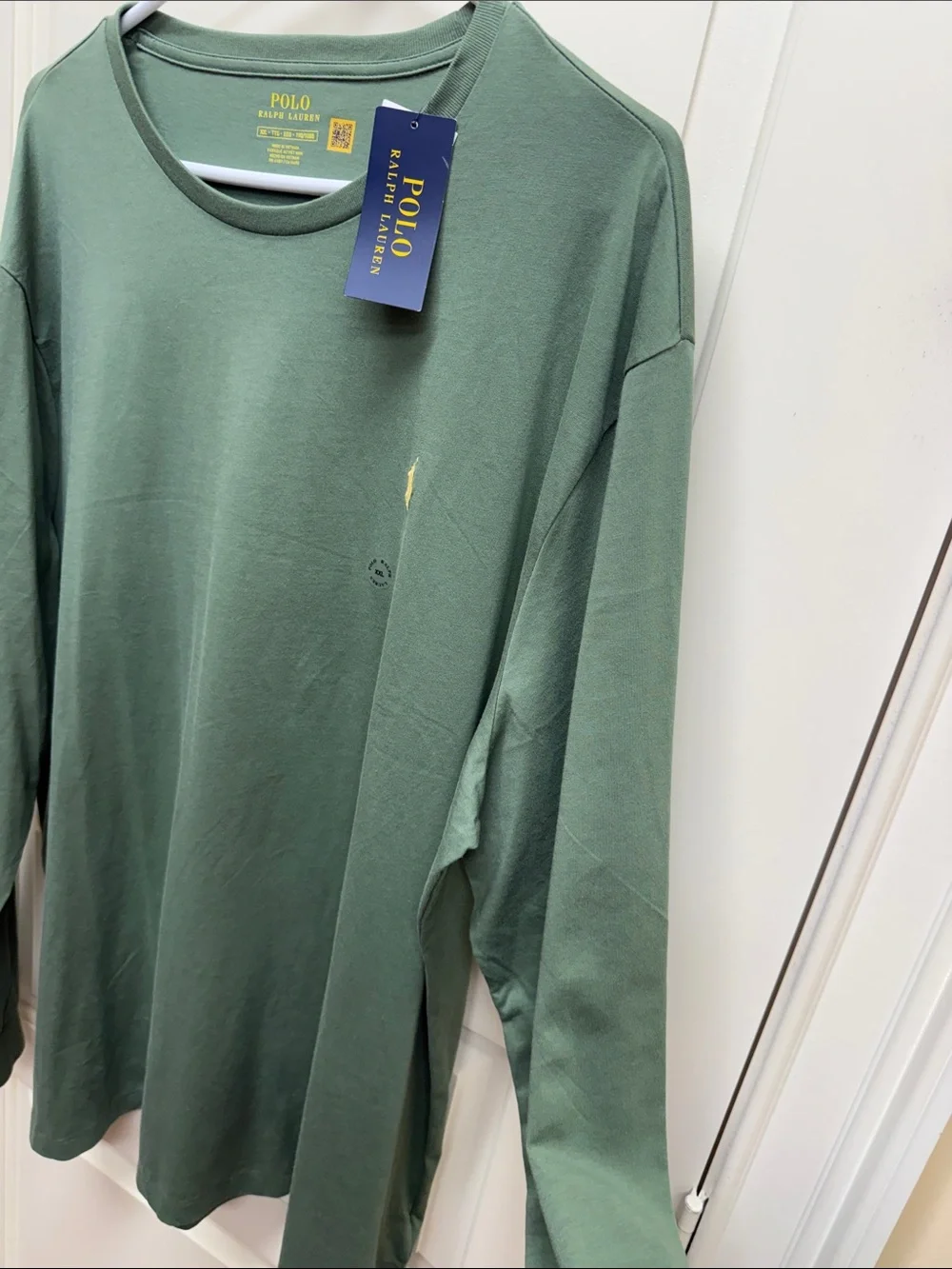 Polo by Ralph Lauren Olive Long-Sleeve Crew Shirt with Yellow Pony
